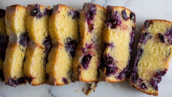 A slice of this berry-dotted cake is perfect late in the morning or for afternoon tea.
