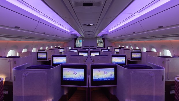 LED lighting in business class.
