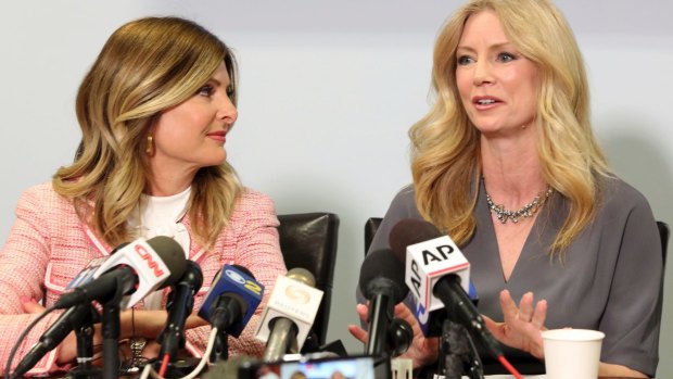 A news conference by psychologist and radio personality Wendy Walsh, right, prompted other women to contact attorney Lisa Bloom, left, with complaints about O’Reilly’s behavior. 