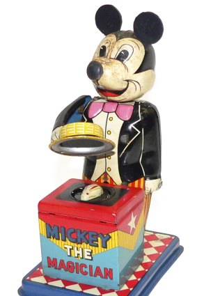 1950s Japanese clockwork toy Mickey the Magician sold at auction for $260. 