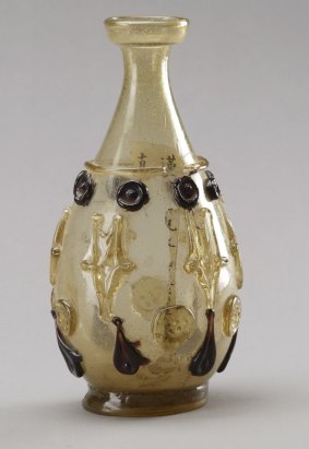 Bottle unearthed from the rear chamber of the Famen Monastery crypt, part of the Tang: Treasures from the Silk Road Capital at the Art Gallery of NSW.