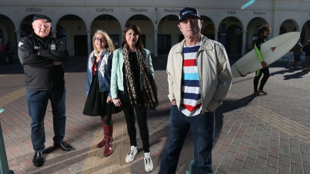 Those opposing the current plans to revamp Bondi Pavilion are  CFMEU's Brian Parker, Kilty O'Brien, Rita Mallia and musician Dave Faulkner.