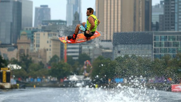 Wakeboarder Dean Smith aims high in the Moomba Masters.