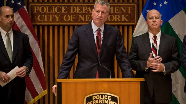 'New Yorkers will not be intimidated', says the city's mayor, Bill de Blasio.