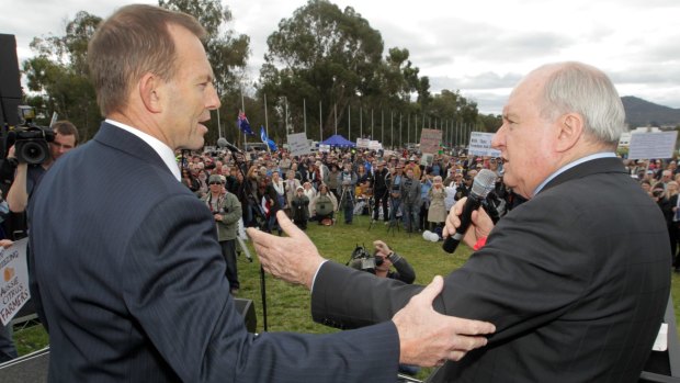 Failing the pub test? Tony Abbott with Alan Jones in 2011.