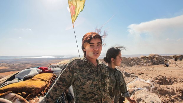 Women fighters from the Kurdish YPG militia. 
