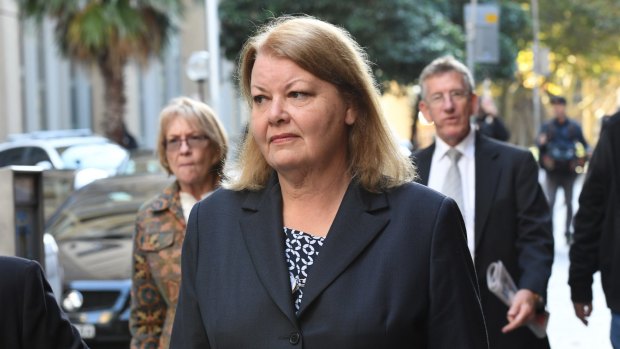 Julie Crickitt, the wife of convicted murderer and former GP Brian Crickitt, outside the NSW Supreme Court on Friday.
