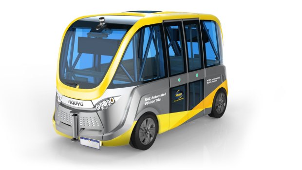 A concept image of the driverless shuttle bus in Perth. 