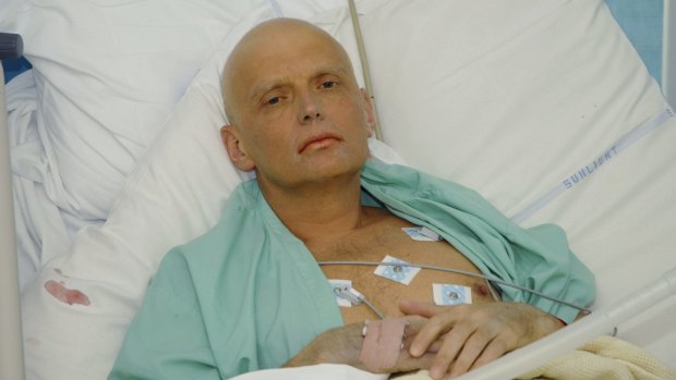 Alexander Litvinenko lies in a London hospital in November 2006, dying of radiation poisoning.