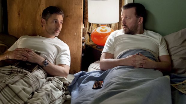 Eric Bana and Ricky Gervais in <i>Special Correspondents</i>.