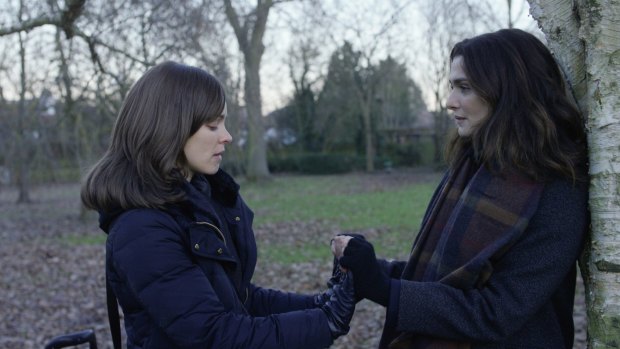 Rachel McAdams (left) as Esti and Rachel Weisz as Ronit in Disobedience.