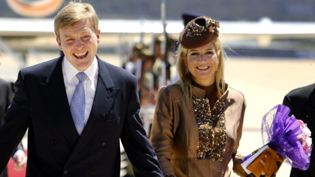 Then prince and princess now King Willem-Alexander and Queen Máxima of the Netherlands arriving in Canberra in 2006.
