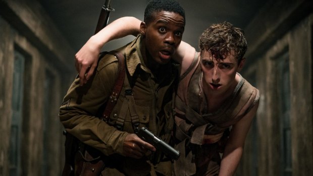 Jovan Adepo as Boyce and Dominic Applewhite as Rosenfeld in Overlord.