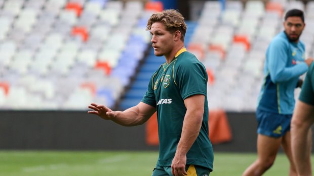 Michael Hooper at the Wallabies captain's run in Bloemfontein on Friday ahead of his team's clash with South Africa. 