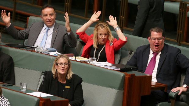 Government Whips Andrew Nikolic, Nola Marino and Scott Buchholz during question time.