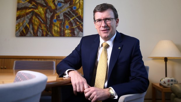 Human Services Minister Alan Tudge in his Parliament House office.