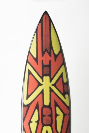 Surfboard by Vernon Ah Kee. Yidindji, Kuku Yalandji, Waanji, Koko Berrin and Gugu Yimithirr peoples.