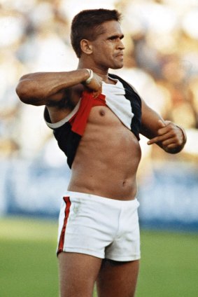 Nicky Winmar responds to racist taunts by Collingwood supporters in 1993.