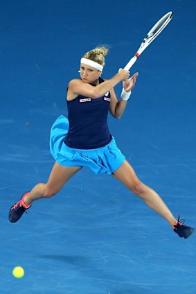 Full flight: Timea Bacsinszky of Switzerland.