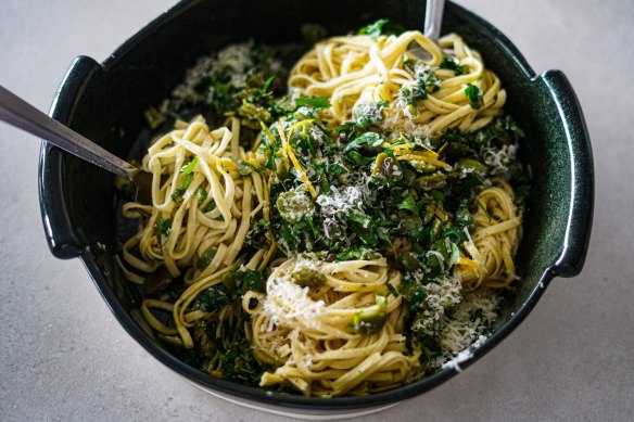 This simple pasta is a step up from eating a bowl of olives for dinner.