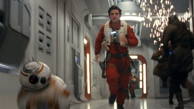 Oscar Isaac as Poe Dameron in a scene from the upcoming Star Wars: The Last Jedi.