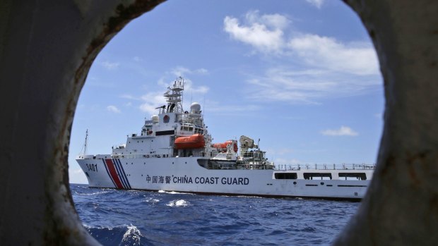 A Chinese Coast Guard ship attempts to block a Philippines government vessel at the Second Thomas Shoal in the South China Sea.