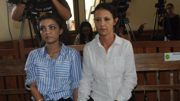 Sara Connor, right, in Denpasar District Court in March.