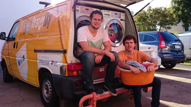 Orange Sky founders Lucas Patchett and Nic Marchesi.