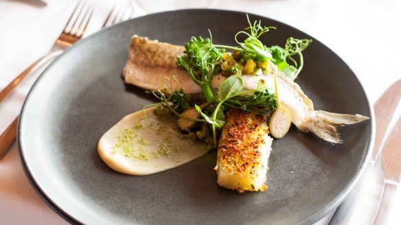 King George whiting, kipfler potatoes, grenobloise and broccolini at Paringa Estate.