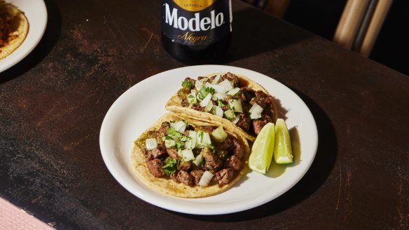 Tacos al pastor (marinated pork and pineapple) has made the move to Highett.