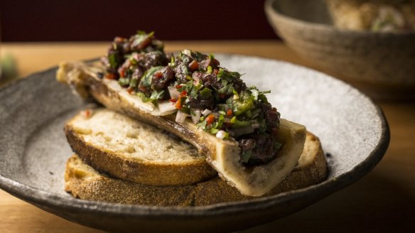 Go-to dish: Kangaroo kinilaw on bone marrow.