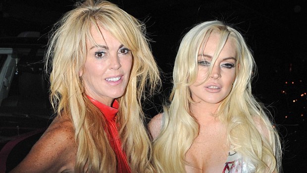 Dina Lohan and Lindsay Lohan arrive at Le Bain nightclub at the Standard Hotel in New York in 2011.