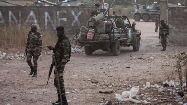 Senegal soldiers on the Gambia border. 