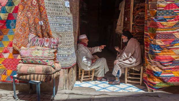 A typical street scene in the Moroccan city of Marrakesh.