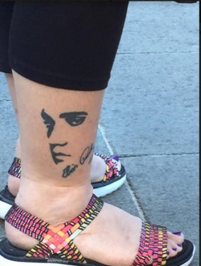Viva Elvis Presley; Elvis face on the ankle of a woman in Surfer's Paradise mall.
