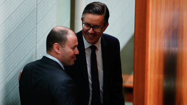 Minister for Environment and Energy Josh Frydenberg and opposition environment spokesman Mark Butler during question time.