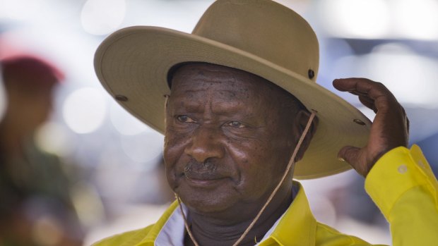 Uganda's long-time President Yoweri Museveni campaigning in Kampala on Tuesday. 