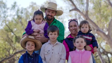 Coonamble farmer Rowena Macrae, with her husband Adam and their children. 