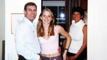 Prince Andrew allegedly pictured with Virginia Giuffre at the home of Ghislaine Maxwell (right) in London in 2001.  