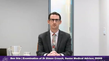 Dr Simon Crouch, a senior DHHS medical advisor, giving evidence to the inquiry.