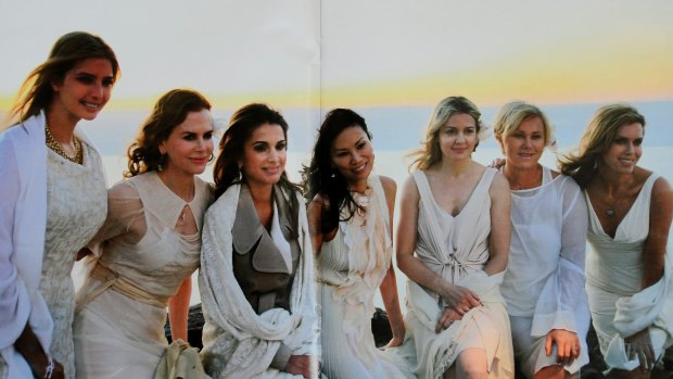 From left: Ivanka Trump, Nicole Kidman, Queen Rania of Jordan, Wendi Murdoch, Kelly Sugarman, Deborra-Lee Furness and Kathy Freston at the Murdoch daughters' christening in Jordan. 