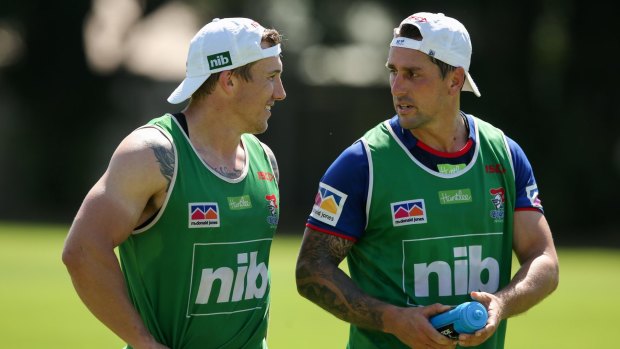 Moving on: Mitchell Pearce's arrival in Newcastle spelled the end for Trent Hodkinson.