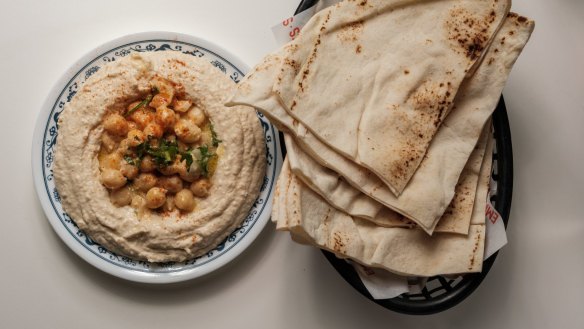 Thick and creamy hummus with Lebanese flatbread.