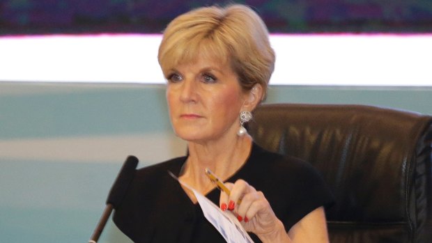 Australian Foreign Minister Julie Bishop wants the United States to be more deeply involved in the region.