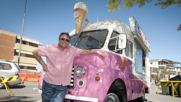 Jack Rigaud set-up his classic ice-cream van at Kangaroo Point Cliffs on Saturday, hoping to take advantage of returning crowds.