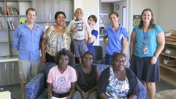 Turning the tide: The Marulu School Clinic multidisciplinary team at Baya Gawiy with June Oscar and family members Hudson, 6, Aisha, Marylin, and Raylene.