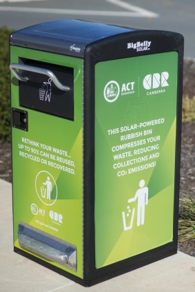 The ACT Government's new solar bins.