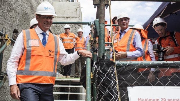 Mr Baird at the final tunnel breakthrough for the North West Rail Link in January.