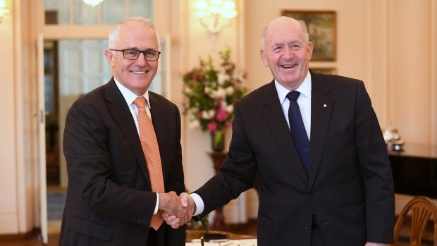 Cheers to democracy: Malcolm Turnbull and Peter Cosgrove last month.