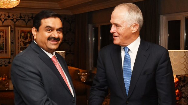 Prime Minister Malcolm Turnbull met India's Adani Group founder and chairman Gautam Adani in New Delhi.